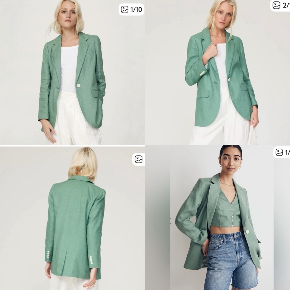 Madewell SeaFoam Green new with tags linen blazer large - Picture 3 of 9